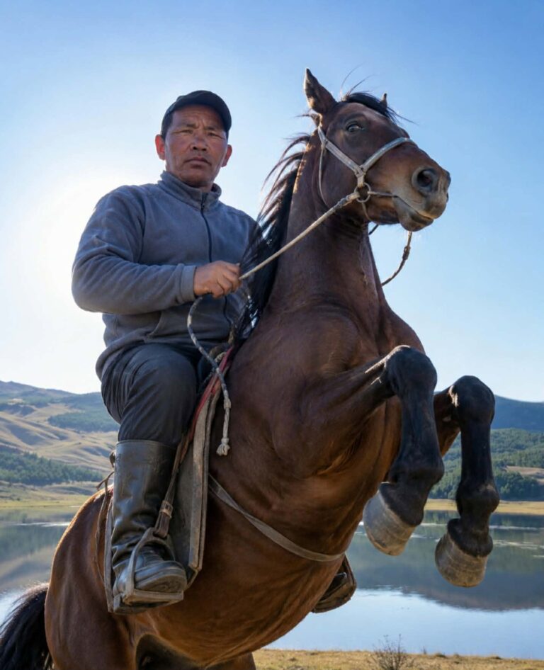 Un cavalier mongol en pleine course